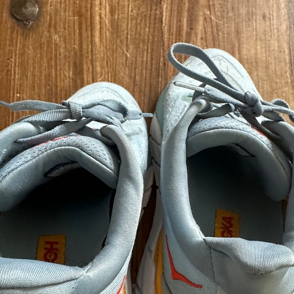 Hoka Pale Blue Running Shoes with Yellow and Red Accents - Picture 14 of 16